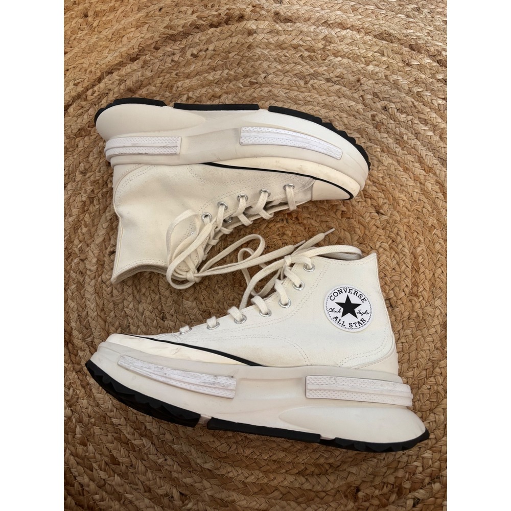 Converse Run Star Legacy CX Platform High Top Sneakers Egret Black White Womens